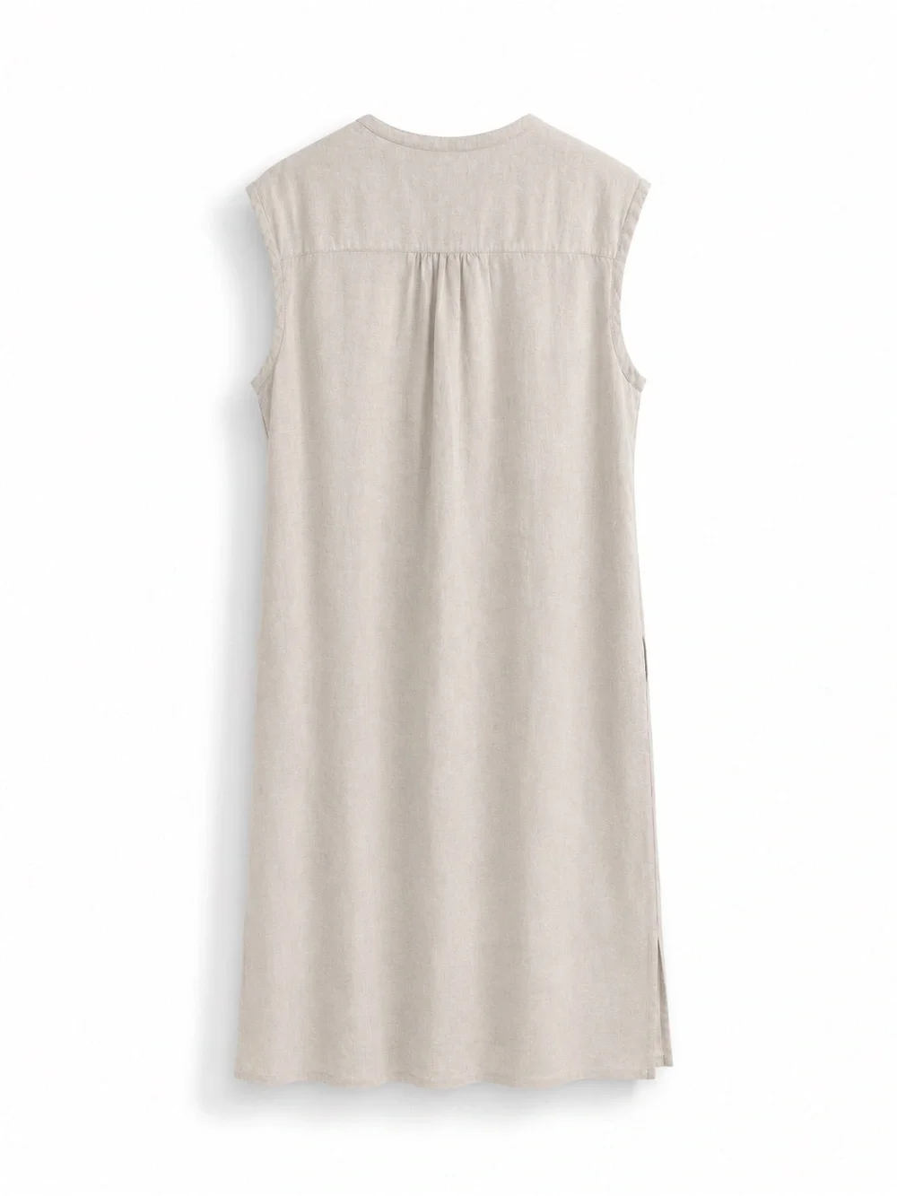 J.Crew 100% Linen Midi Dress Beige Sleeveless Minimalist Coastal Chic SZ L - Picture 3 of 3